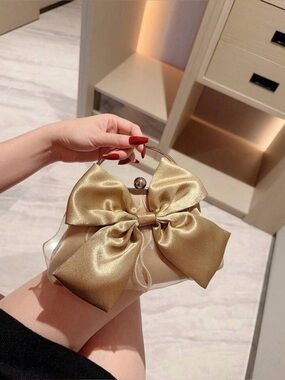 Elegant Gold Satin Bow Evening Bag NWT